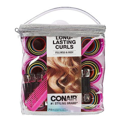 Picture of Conair Magnetic Hair Rollers, Curlers in Assorted Sizes and Colors, Rollers Curler Set with Comb Clips Included, 75-Piece