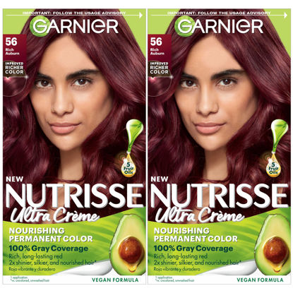 Picture of Garnier Hair Color Nutrisse Nourishing Creme, 56 Medium Reddish Brown (Sangria) Permanent Hair Dye, 2 Count (Packaging May Vary)