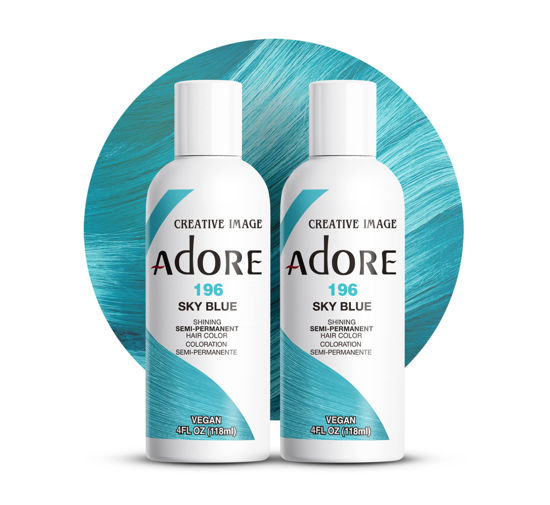 Picture of Adore Semi Permanent Hair Color - Vegan and Cruelty-Free Hair Dye - 4 Fl Oz - 196 Sky Blue (Pack of 2)