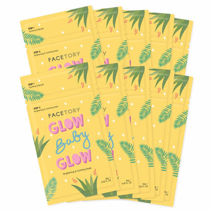Picture of FACETORY Glow Baby Glow 2-Step Radiance Boosting Sheet Mask with Niacinamide and Cica - For Dull, Dehydrated Skin - Illuminating, Calming, Soothing, and Moisturizing (Pack of 10)