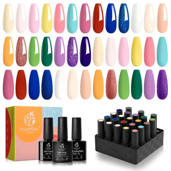 Amazon.com : Beetles Jelly Gel Nail Polish Set 20 Colors Neutral Sheer Nude  Pink Glitter White Color Soak Off UV Gel Kit with Base Gel Glossy Matte Top  Coat Nail Charms DIY