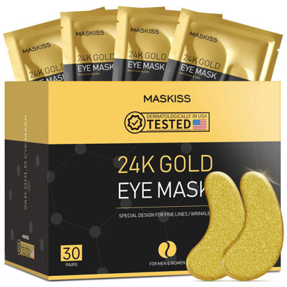Picture of Maskiss 30-Pairs 24K Gold Under Eye Patches, Eye Masks for Dark Circles and Puffiness, Collagen Skin Care Products