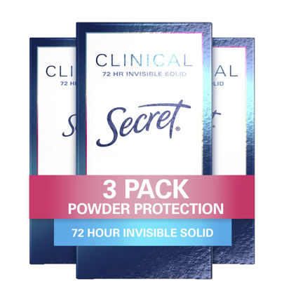 Picture of Secret Clinical Strength Invisible Solid Antiperspirant and Deodorant for Women, Protecting Powder, 1.6 oz (Pack of 3)