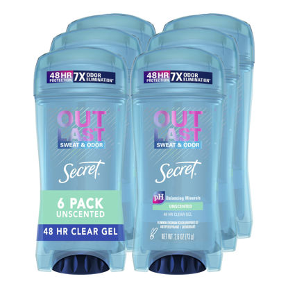 Picture of Secret Antiperspirant Deodorant for Women, Unscented, Clear Gel, Outlast Xtend, 2.6 Oz (Pack of 6) (Packaging May Vary)
