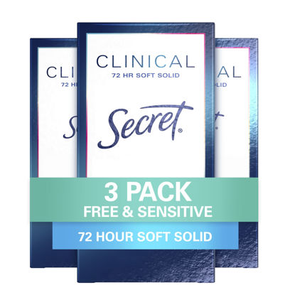 Picture of Secret Clinical Strength Soft Solid Antiperspirant and Deodorant for Women, Free & Sensitive, 1.6 oz, Pack of 3