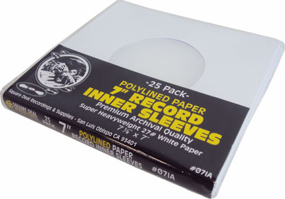 Picture of (25) Super Heavyweight Polylined Paper Inner Sleeves for 7" Records - Archival Quality, Acid-Free, Static-Free - Premium Protection