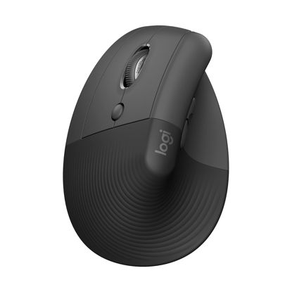 Picture of Logitech Lift Vertical Ergonomic Mouse, Left-handed, Wireless, Bluetooth or Logi Bolt USB, Quiet clicks, 4 buttons, compatible with Windows/macOS/iPadOS, Laptop, PC - Graphite