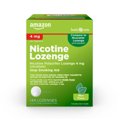 Picture of Amazon Basic Care Nicotine Polacrilex Lozenge 4 mg (nicotine), Mint Flavor, 144 Count