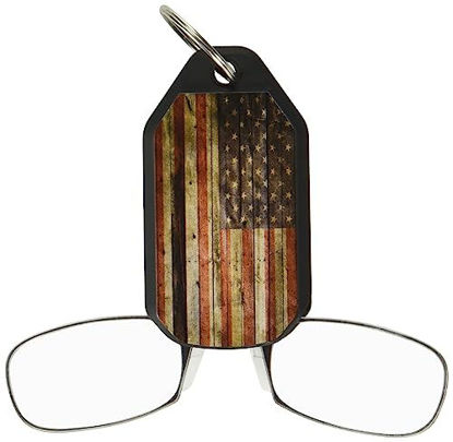 Picture of ThinOptics Keychain Readers Rectangular Reading Glasses, Flag Case/Black Frames, 44 mm + 2.5