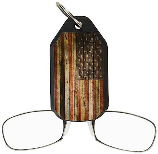 Picture of ThinOptics Keychain Readers Rectangular Reading Glasses, Flag Case/Black Frames, 44 mm + 2.5