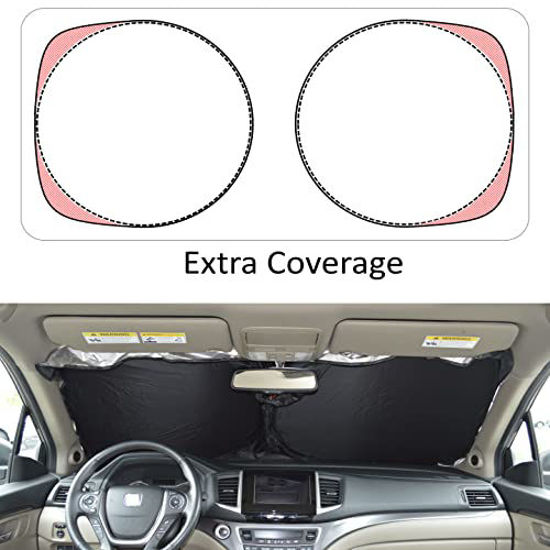 Picture of Automotive Windshield Sunshades Car Windshield Sun Shades for Car Windshield Sunshade Foldable Interior Accessories Includes Storage Pouch (D2)