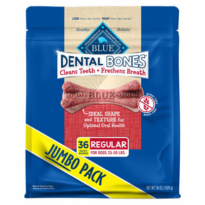 Picture of Blue Buffalo Dental Bones Regular Natural Dental Chew Dog Treats, (25-50 lbs) 36-oz Bag Jumbo Pack