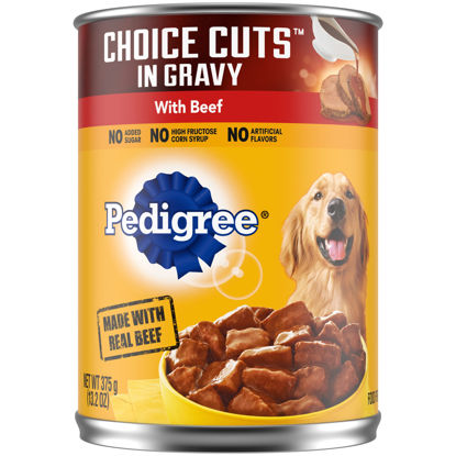 Picture of PEDIGREE CHOICE CUTS IN GRAVY Adult Canned Soft Wet Dog Food with Beef, 13.2 oz. Cans (Pack of 12)