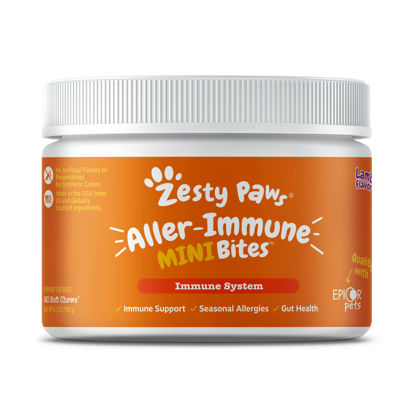 Picture of Zesty Paws Dog Allergy Relief - Anti Itch Supplement - Omega 3 Probiotics for Dogs - Salmon Oil Digestive Health - Soft Chews for Skin & Seasonal Allergies - with Epicor Pets - Mini - Lamb - 90 Count