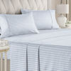 Picture of Striped Bed Sheets - Pin Striped Sheets - Blue and White Sheets - White and Blue Striped Sheets - Cal King Striped Sheets - Hotel Luxury Bed Sheets - Deep Pockets - Breathable & Cooling Sheets