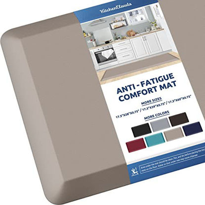Picture of KitchenClouds Kitchen Mat Cushioned Anti Fatigue Kitchen Rug 0.75inch Waterproof Non Slip Kitchen Rugs and Mats Standing Desk Mat Comfort Floor Mats for Kitchen Sink Office (17.3"x60",Khaki)