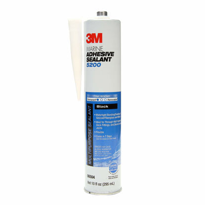 Picture of 3M TALC 5200 Marine Adhesive Sealant (06504) Permanent Bonding and Sealing for Boats and RVs Above and Below the Waterline Waterproof Repair, Black, 10 fl oz Cartridge