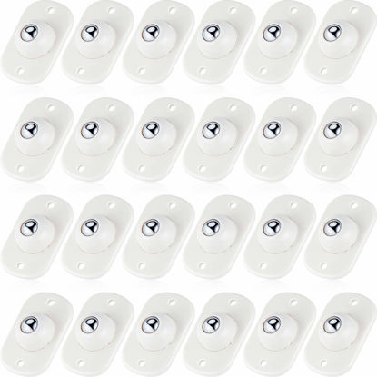 Picture of Self Adhesive Caster Wheels Mini Swivel Wheels Stainless Steel Paste Universal Wheel 360 Degree Rotation Sticky Pulley for Bins Bottom Storage Box Furniture Trash Can (24 Pieces,White)