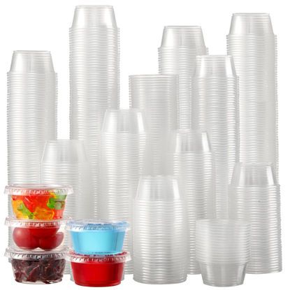Picture of [650 Sets - 2 Oz ] Jello Shot Cups, Small Plastic Containers with Lids, Airtight and Stackable Portion Cups, Salad Dressing Container, Dipping Sauce Cups, Condiment Cups for Lunch, Party to Go, Trips