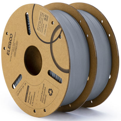 Picture of ELEGOO PLA Filament 1.75mm Gray 2KG, 3D Printer Filament Dimensional Accuracy +/- 0.02mm, 2 Pack 1kg Cardboard Spool(2.2lbs) 3D Printing Filament Fits for Most FDM 3D Printers