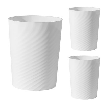 Picture of UUJOLY Plastic Small Trash Can Wastebasket, Garbage Container Basket for Bathrooms, Laundry Room, Kitchens, Offices, Kids Rooms, Dorms, 1.8 Gallon, White, 3 Pack