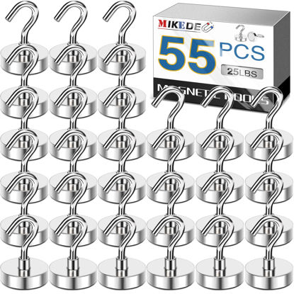 Picture of MIKEDE Magnetic Hooks, 25LB Heavy Duty Magnet Hooks for Cruise Cabins, Strong Magnets Neodymium with Hooks for Hanging, Refrigerator, Locker Decoration, Workplace -55Pack