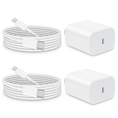 Picture of iPhone 13 12 11 Charger Fast Charging, 【Apple MFi Certified】2-Pack 20W USB C Fast Charger with 6FT USB C to Lightning Cable Compatible with iPhone 13/12/11/Xs/8, iPad, AirPods Pro and More