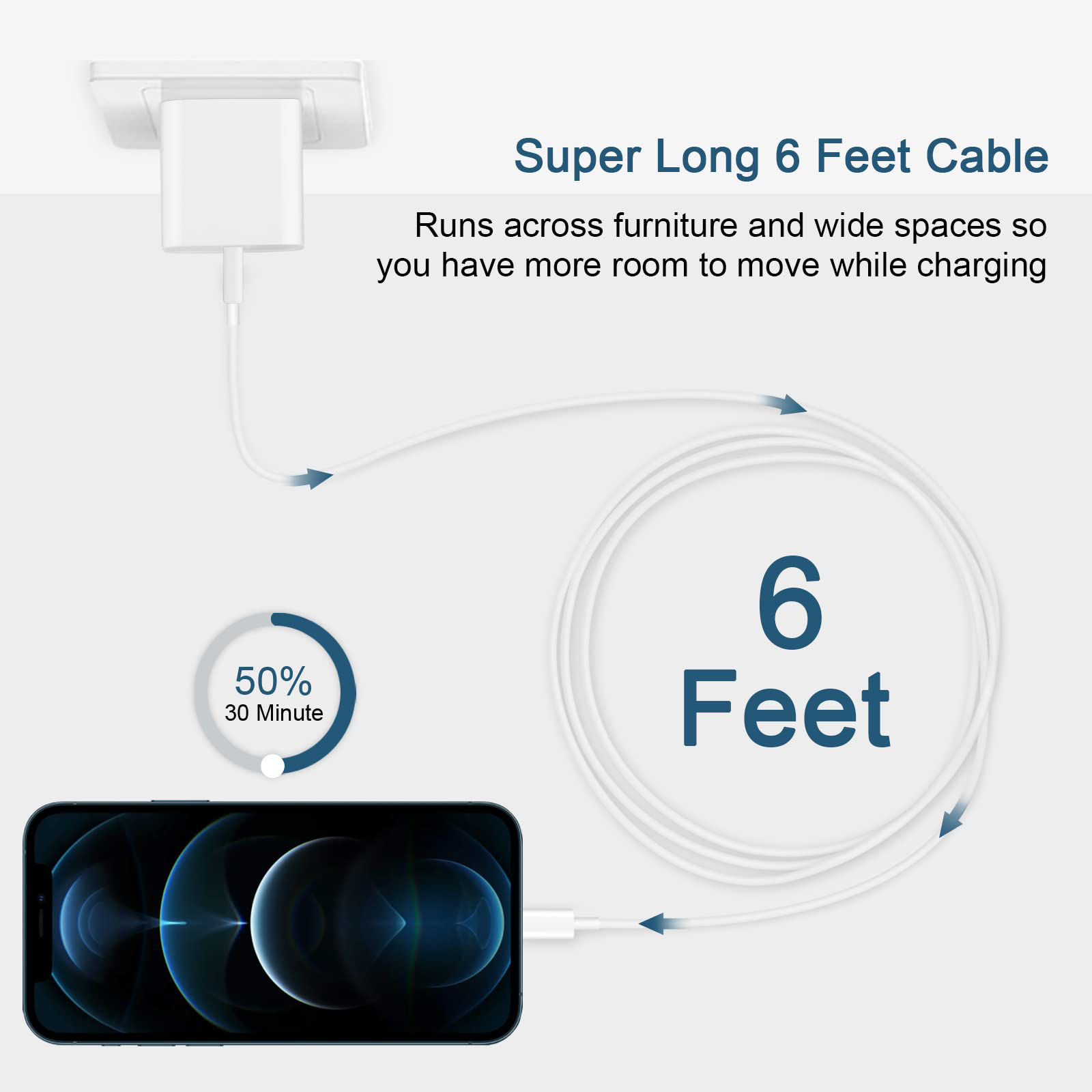 For iPhone 13 12 11 Pro Max XR 8 Coiled Charging USB Cable Fast Charger Cord
