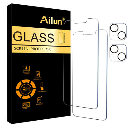 Picture of Ailun 2 Pack Screen Protector for iPhone 13 mini [5.4 inch] Display 2021 with 2 Pack Tempered Glass Camera Lens Protector,[9H Hardness]-HD