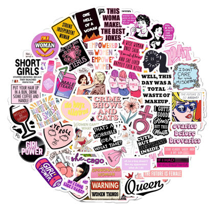 Picture of 100Pcs Funny Girly Stickers for Women, Laptop Stickers for Women - Feminist Stickers, Feminist Gifts, Gifts for Feminists - Funny Birthday Gifts for Women, Planner Stickers for Women