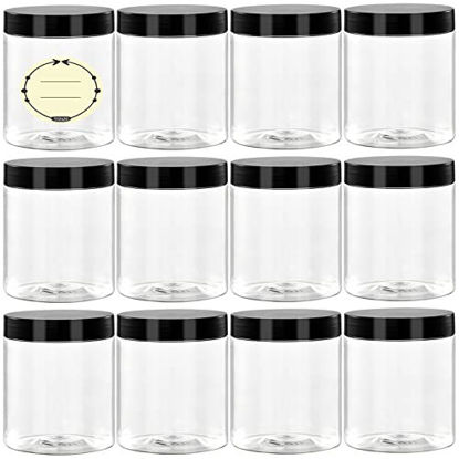 TUZAZO 8 oz Plastic Jars with Lids and Labels - Premium Refillable