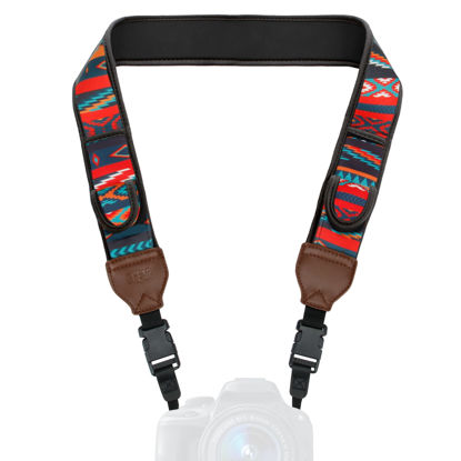 Picture of USA Gear TrueSHOT Neck Strap Neoprene Camera Straps - Padded Camera Strap, Pockets, and Quick Release Buckles - Compatible with Canon, Nikon, Sony and More DSLR and Mirrorless Cameras (Southwest)