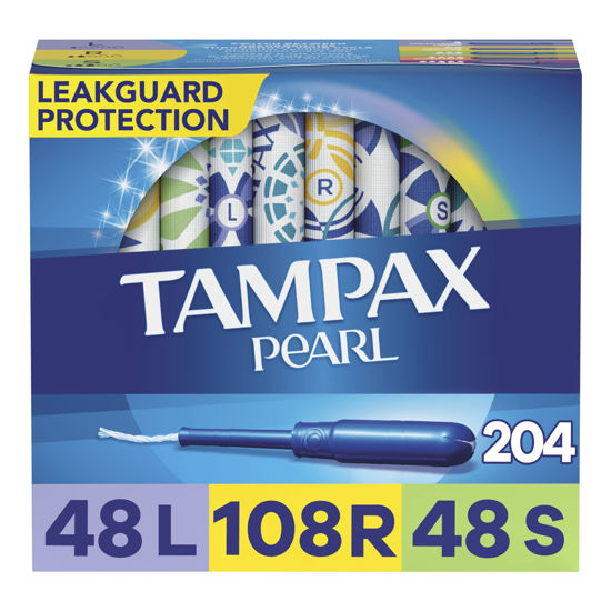 Picture of Tampax Pearl Tampons Multipack, Light/Regular/Super Absorbency, With Leakguard Braid, Unscented, 34 Count x 6 Packs (204 Count total)