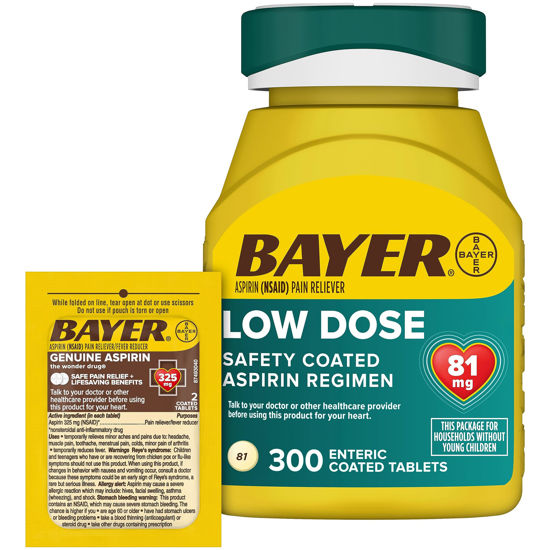 GetUSCart Bayer Aspirin 81mg Enteric Coated Tablets 300ct and 2 Count