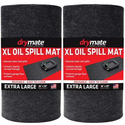 Picture of Drymate XL Oil Spill Mat (36" x 59") (2-Pack), Premium Absorbent Oil Pad, Reusable, Washable, Durable, Waterproof Backing Contains Liquids, Protects Garage Floor Surface (USA Made)
