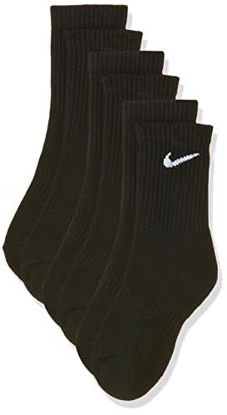 Picture of Nike Everyday Cushion Crew Training Socks, Unisex Socks with Sweat-Wicking Technology and Impact Cushioning (3 Pair), Black/White, Medium