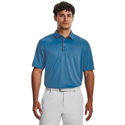 Picture of Under Armour mens Tech Golf Polo , (466) Cosmic Blue / / Pitch Gray , XX-Large