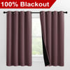 Picture of NICETOWN Bedroom Full Blackout Curtain Panels, Great Job for Blocking Light, Complete Blackout Draperies with Black Liner for Night Shift (Dry Rose, Set of 2, 55 by 57-inch)