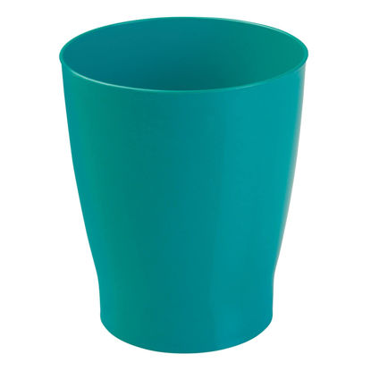 Picture of mDesign Round Plastic Bathroom Garbage Can, 1.25 Gallon Wastebasket, Garbage Bin, Trash Can for Bathroom, Bedroom, and Kids Room - Small Bathroom Trash Can - Fyfe Collection - Teal Blue