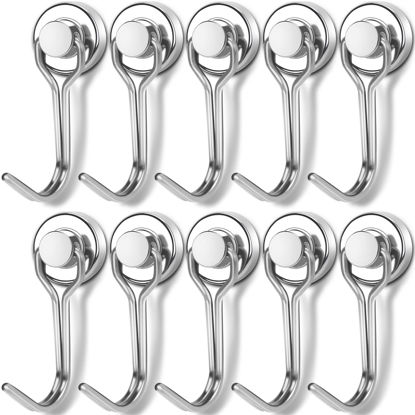 Picture of E BAVITE Swivel Swing Magnetic Hooks, 25lbs Powerful Magnetic Hooks, Strong Neodymium Rare Earth Magnetic Hooks. Perfect for Refrigerator, Kitchen and Other Magnetic Surfaces, Pack of 10