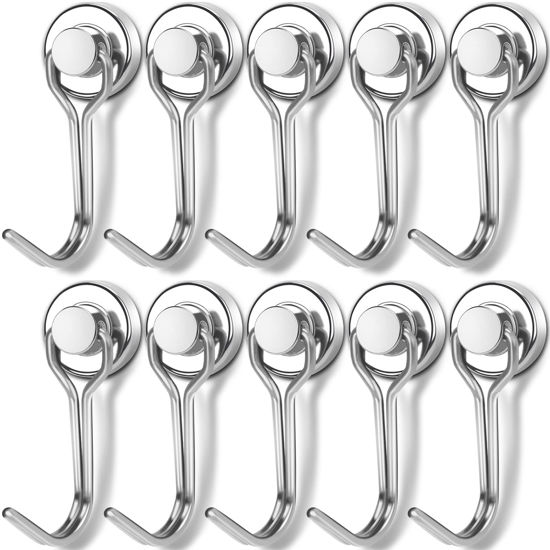 Picture of E BAVITE Swivel Swing Magnetic Hooks, 25lbs Powerful Magnetic Hooks, Strong Neodymium Rare Earth Magnetic Hooks. Perfect for Refrigerator, Kitchen and Other Magnetic Surfaces, Pack of 10