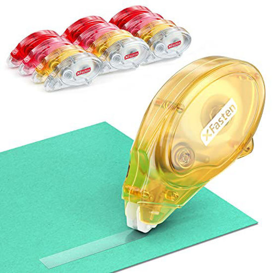XFasten Double Sided Tape for Scrapbooking 8mm x 30ft 12 Pack Multicolor Adhesive Tape Roller Runner Jam Free Craft Tape Ideal Scrapbook Album Kit