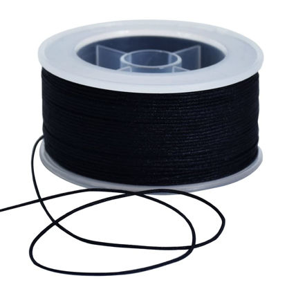 Picture of TONIFUL 0.8mm x 70 Yards Black Nylon Cord Satin String for Bracelet Jewelry Making Rattail Macrame Waxed Trim Cord Necklace Bulk Beading Thread Kumihimo Chinese Knot Craft