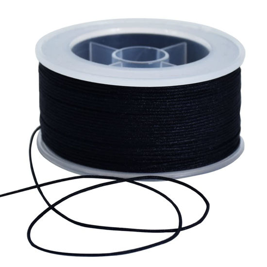 GetUSCart TONIFUL 0.8mm x 70 Yards Black Nylon Cord Satin String for Bracelet Jewelry Making Rattail Macrame Waxed Trim Cord Necklace Bulk Beading Thread Kumihimo Chinese Knot Craft