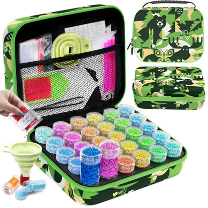 Picture of ARTDOT Diamond Painting Storage Containers, 30 Slots Diamond Painting Kits Accessories and Tools Portable Diamond Painting Organizer Case for 5D Diamond Beads Jewelry Rings (Green)