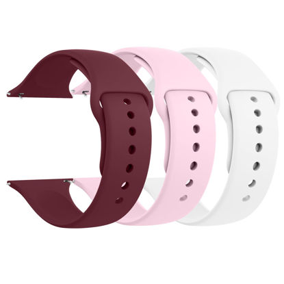 Picture of [3 PACK] Bands Compatible with Apple Watch Band 42mm 44mm 45mm, Sport Band Silicone Wristbands Women Men Replacement for iWatch Series 8 7 6 5 4 3 SE-Wine Red,Pink,White, Small