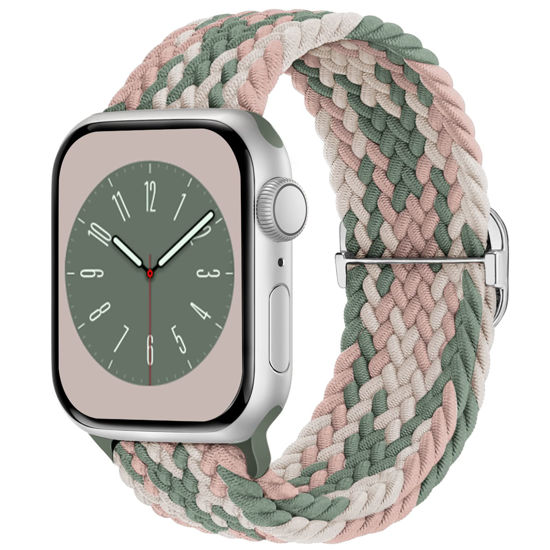 Recoppa Braided Solo Loop Strechy Compatible with Apple Watch Bands 40mm  44mm 38mm 45mm 41mm 42mm for Women Men, Bracelet Band for iWatch Ultra Series  8 7 6 5 4 3 2 1 SE 2nd Gen 1, StarLight 