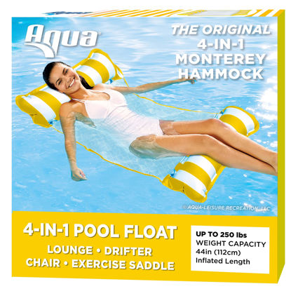 Picture of Aqua Original 4-in-1 Monterey Hammock Pool Float & Water Hammock - Multi-Purpose, Inflatable Pool Floats for Adults - Patented Thick, Non-Stick PVC Material