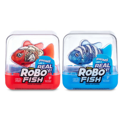 Picture of Robo Alive Robo Fish Series 2 (Red + Blue 2 Pack) by ZURU Robotic Swimming Fish Water Activated, Changes Color, Comes with Batteries, Amazon Exclusive - Red + Blue (2 Pack),Multi,7165G