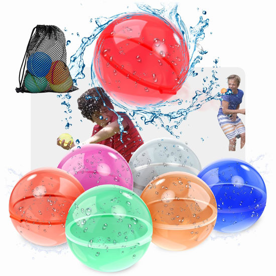 Picture of 【6 Pack】Reusable Water Balloons for Kids Adults Outdoor Activities, Kids Pool Beach Bath Toys, Magnetic Self-Sealing Water Bomb for Summer Games
